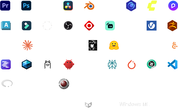 Aplicações aceleradas por RTX — Adobe Premiere, Photoshop, DaVinci Resolve, Blender, LLaMA, RAPIDS, SolidWorks, SketchUp, TensorFlow, Topaz Labs, Unity, Unreal Engine, Windows ML e muito mais