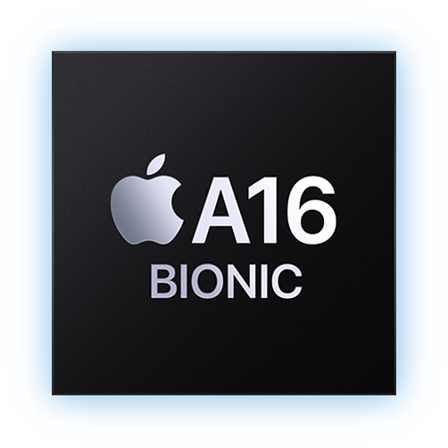Ícone do processador A16 Bionic incluído no iPhone 15, para destacar o desempenho ultrarrápido